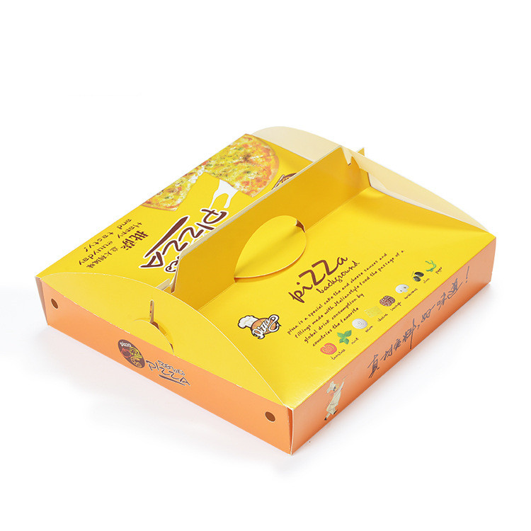 Yellow printed pizza box custom Custom Cardboard Boxes