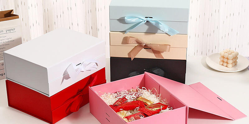 magnetic rigid gift box with ribbon