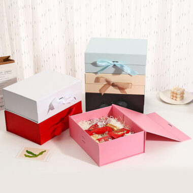 magnetic rigid gift box with ribbon