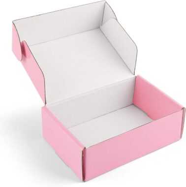Custom pink corrugated paper folders for dresses