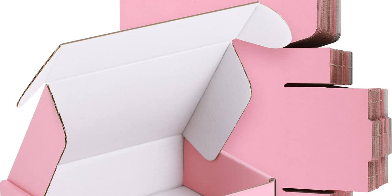 Custom pink corrugated paper folders for dresses