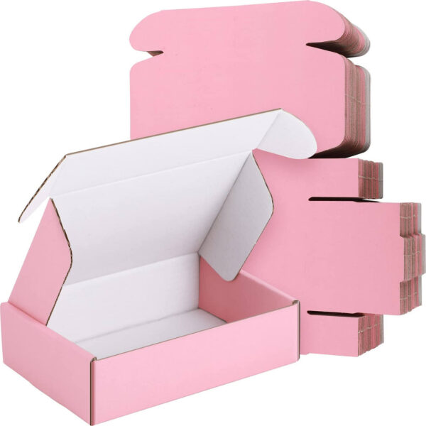 Custom pink corrugated paper folders for dresses