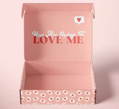 printed pink cardboard mailer gift box