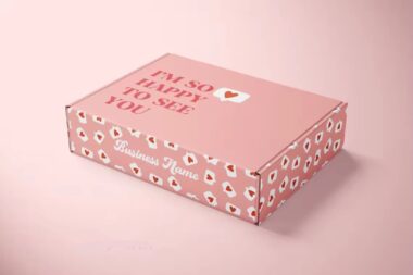 printed pink cardboard mailer gift box