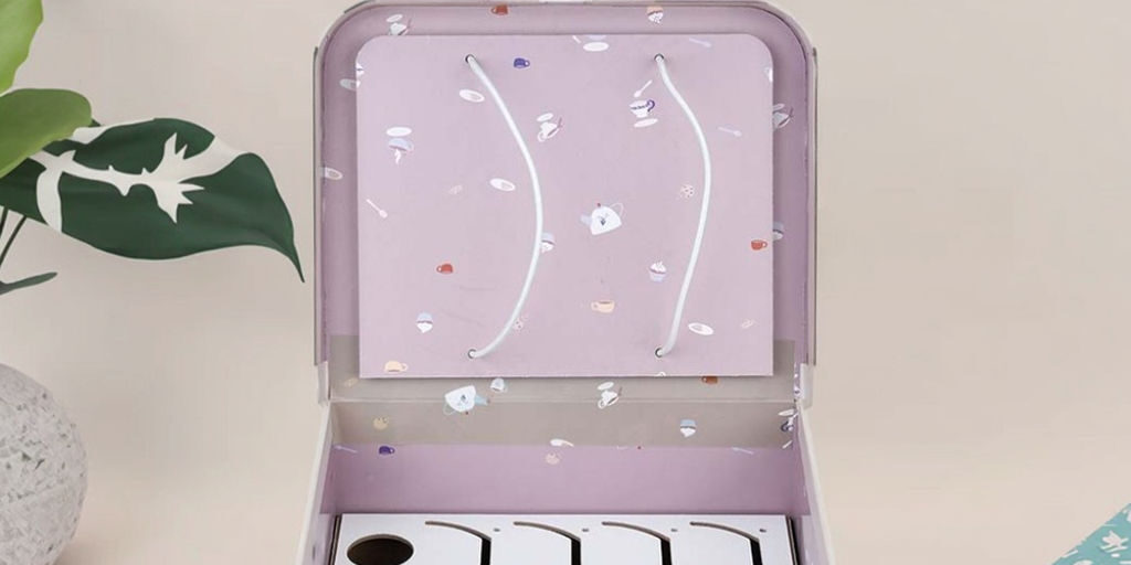 Pink lock-secured rigid gift box