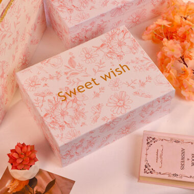 Custom pink rigid cardboard gift box
