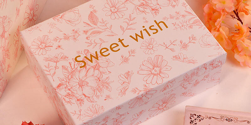 Custom pink rigid cardboard gift box