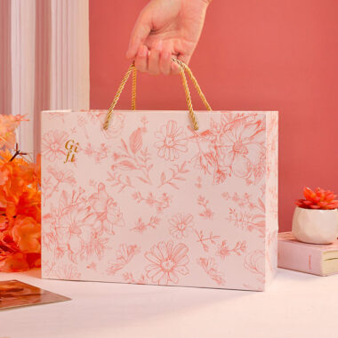 Custom pink rigid cardboard gift box