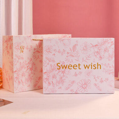 Custom pink rigid cardboard gift box