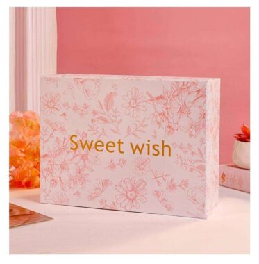 Custom pink rigid cardboard gift box