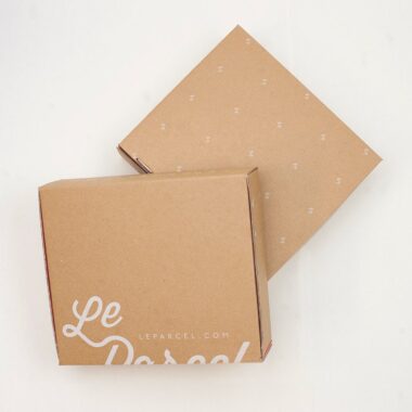 mailer box with gold foil logo