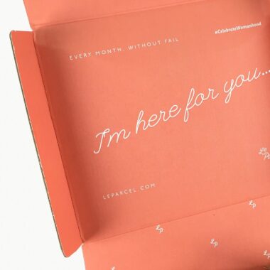mailer box with gold foil logo