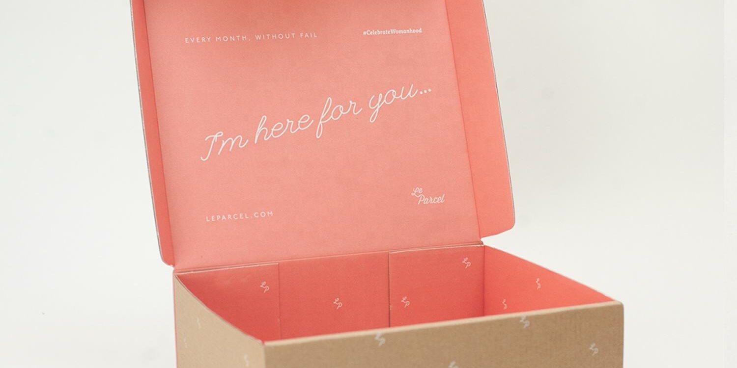 mailer box with gold foil logo