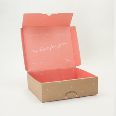 mailer box with gold foil logo