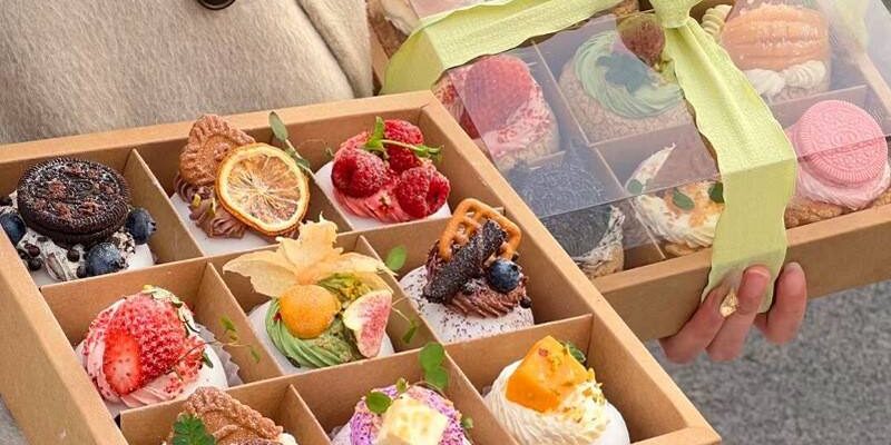 Kraft dessert box supplier for catering