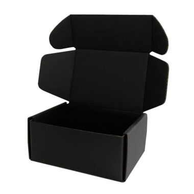 black corrugated cardboard mailer box