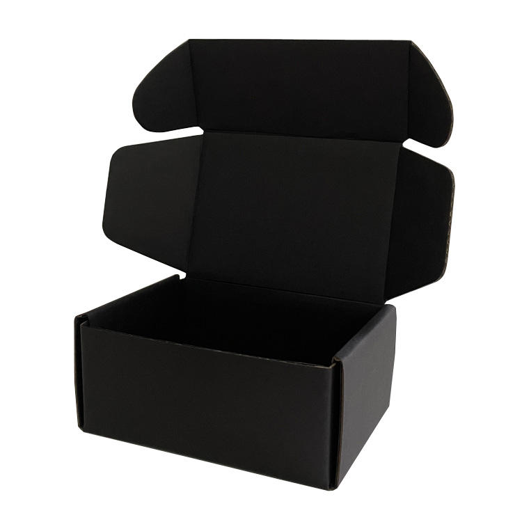 black corrugated cardboard mailer box