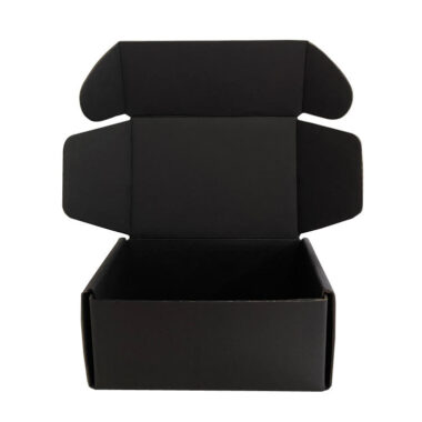 black corrugated cardboard mailer box