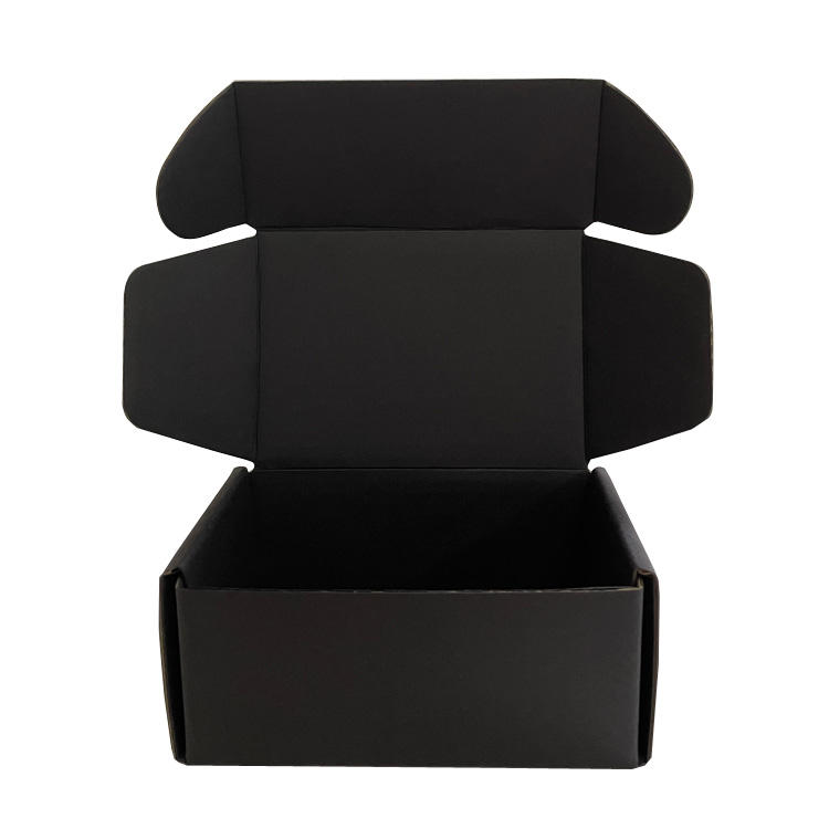 black corrugated cardboard mailer box