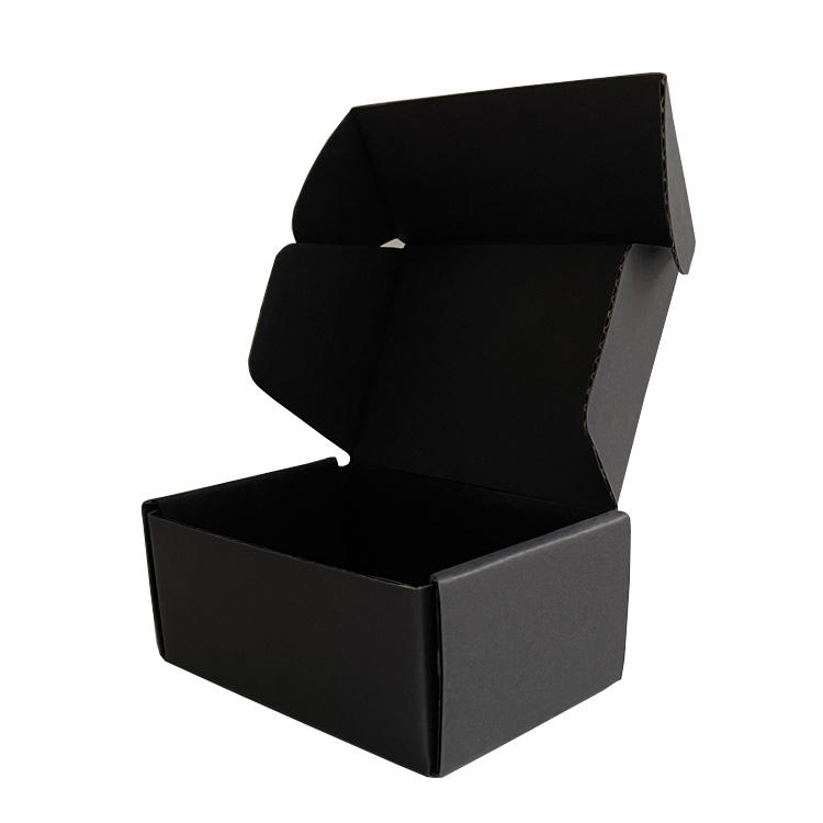 black corrugated cardboard mailer box