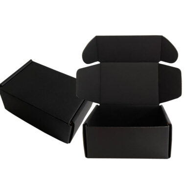 black corrugated cardboard mailer box