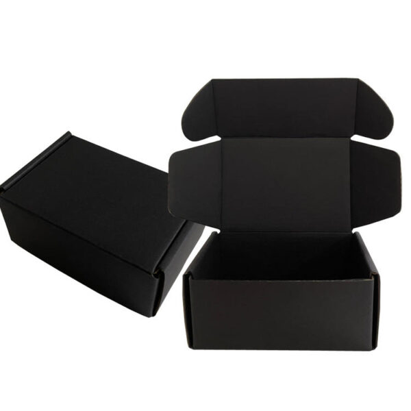 black corrugated cardboard mailer box