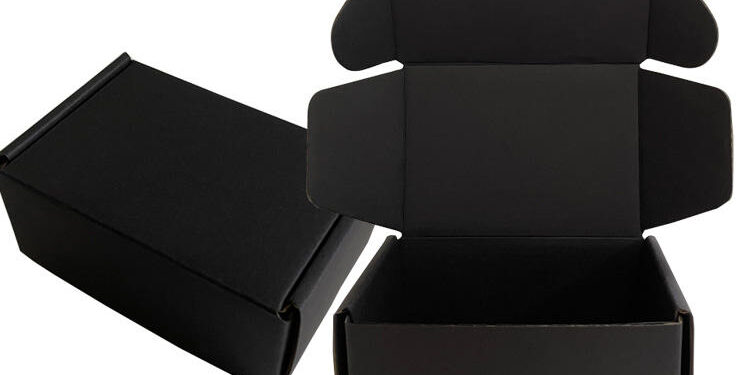 black corrugated cardboard mailer box