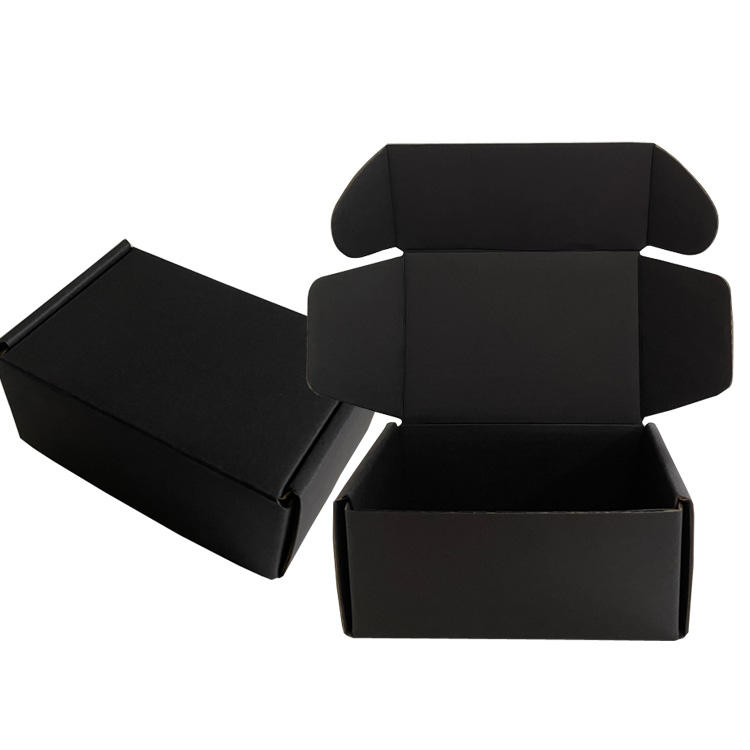 black corrugated cardboard mailer box