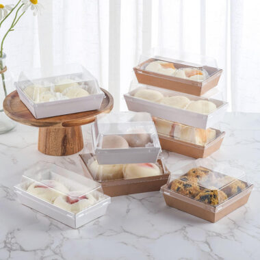 Transparent rectangular dessert cake