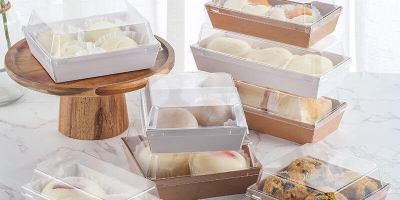 Transparent rectangular dessert cake