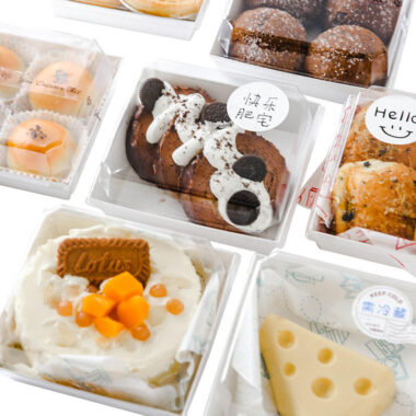Transparent rectangular dessert cake